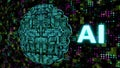 ai brain illustration with centre blur effect and bright dotted background