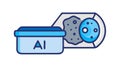 AI Brain Interface Data Processing, Neural Network Icon, vector design Generative AI Royalty Free Stock Photo
