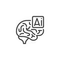 AI brain line icon Royalty Free Stock Photo