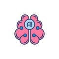 AI Brain modern icon - vector Deep Learning colored symbol