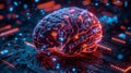 Ai brain with neon circuits - generative ai