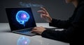 AI Brain Processing Digital Data with Laptop Interface Royalty Free Stock Photo