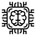 Ai brain processor icon, outline style Royalty Free Stock Photo