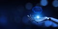 AI Brain in Robotic System Interaction, Data Processing, Automation Concept on Virtual Screen, Business and Technology Concept. 3d