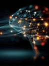 AI Brain Visualization With Light Nodes and Glowing Wires on a Dark Minimal Background Showcasing Technology and Royalty Free Stock Photo
