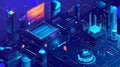 AI breakthrough with 3D isometric data visualization art