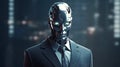 AI businessman in a suit, professional, machine, robot, generative AI