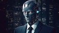 AI businessman in a suit, professional, machine, robot, generative AI