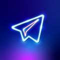 NEON light Telegram editorial social media icon vector illustration