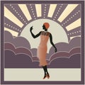 Flapper girl in colorful dress silhouette vector illustration