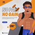 Banner design of no pain no gain