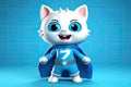 Caped Crusader Cat: A 3D-Generated Kitty\'s Dream Realized on Blue Gradient Background