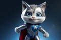 Caped Crusader Cat: A 3D-Generated Kitty\'s Dream Realized on Dark Gradient Background