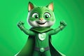 Caped Crusader Cat: A 3D-Generated Kitty\'s Dream Realized on Green Gradient Background