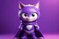 Caped Crusader Cat: A 3D-Generated Kitty\'s Dream Realized on Violett Gradient Background