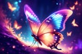 ai captivating scene of a colorful butterfly with beautiful glowing wings.