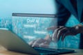 AI chat, chatbot digital technology generates the information command prompt. concept business communication, bot artificial