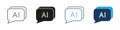 AI Chat Message Bubble Line and Solid Icon Set. Artificial Intelligence Dialogue Communication Symbol Collection Royalty Free Stock Photo