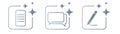 AI chat and writing icon set with document, message and pen symbols. Artificial intelligence assistant concept for text Royalty Free Stock Photo