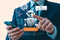 Ai chatbot assistant on smartphone concept for customer service and support technology innovation Royalty Free Stock Photo