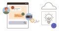 User Interacting With AI Chatbot and Cloud-Based Idea Generation for Problem Solving Royalty Free Stock Photo