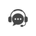 AI Chatbot Customer Support Icon. Virtual Assistant Headset with Speech Bubble and Dots. Generative AI Communication Royalty Free Stock Photo