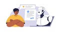 AI chatbot and human conversation. Communication technology concept. Artificial intelligence, robot assistant service