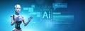 AI Chatbot Humanoid Robot Operating Advanced Artificial Intelligence Interface 3d render Royalty Free Stock Photo