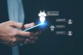 AI Chatbot intelligent digital business service application concept, computer mobile application uses artificial intelligence