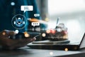 AI Chatbot intelligent digital customer service application concept.
