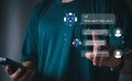 AI Chatbot intelligent digital customer service application concept, computer mobile application uses artificial intelligence
