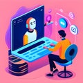 Ai Chatbots working and chatting on computer, Generative Ai