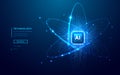 Ai chip and abstract digital atom icon on technology background.