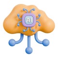 AI chip with cloud icon and nodes for data network and cloud computing 3d illustration Royalty Free Stock Photo
