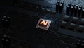 Ai Chip. Content with Blender 3d Application and Program advance tools. Non-Generative AI. 3d rendering