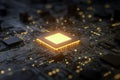 AI Chip Glowing Digital Motherboard Artificial Intelligence Technology Concept 3D Render Royalty Free Stock Photo