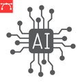 AI chip glyph icon Royalty Free Stock Photo