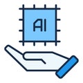 AI Chip on Hand vector Artificial Intelligence colored icon or design element Royalty Free Stock Photo