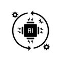 AI chip icon with circular arrows and gear symbols representing automation workflow, machine Royalty Free Stock Photo