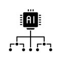 AI chip icon with neural network connections, machine learning processor symbol, artificial Royalty Free Stock Photo