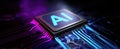 The AI Chip Illuminating the Future of Technology and Innovation.AI generated image Royalty Free Stock Photo