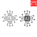 AI chip line and glyph icon