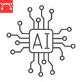 AI chip line icon