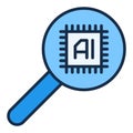 AI Chip in Magnifier vector AI Technology colored icon or logo element Royalty Free Stock Photo
