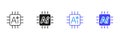 Ai Chip With Sparkle Line And Solid Icon Set. Artificial Intelligence, Machine Learning and Technology Innovation Royalty Free Stock Photo