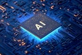 Ai chip technology: advancing artificial intelligence in modern circuitry Royalty Free Stock Photo