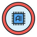 AI Chip vector Artificial Intelligence Computer CPU colored round icon or design element Royalty Free Stock Photo