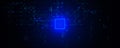 AI Chipset Artificial Intelligence Logo Background. Glow CPU Microchip Dark Tech Futuristic Circuit Pattern BG Design Royalty Free Stock Photo