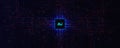 AI Chipset Artificial Intelligence Logo Background. Glow CPU Microchip Dark Tech Futuristic Circuit Pattern BG Design Royalty Free Stock Photo