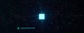 AI Chipset Artificial Intelligence Logo Background. Glow CPU Microchip Dark Tech Futuristic Circuit Pattern BG Design Royalty Free Stock Photo